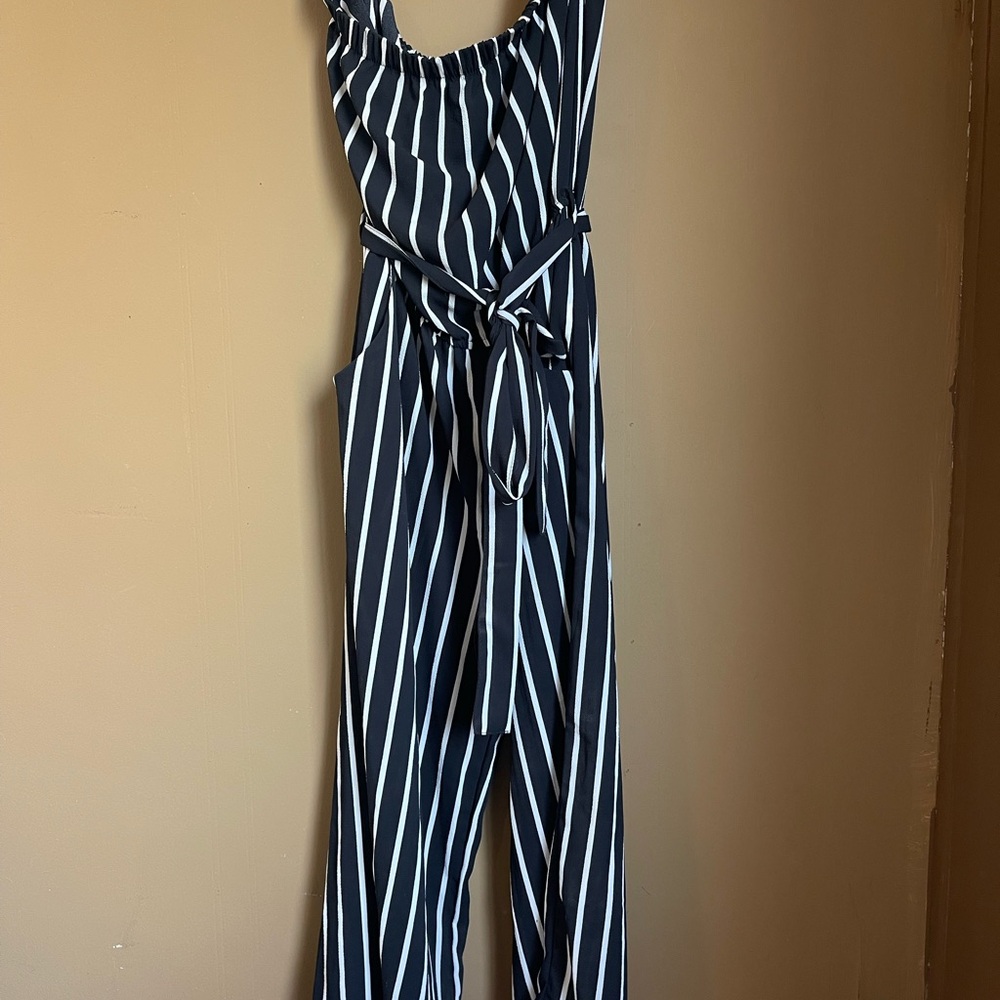 Ambiance Black and White Striped Romper